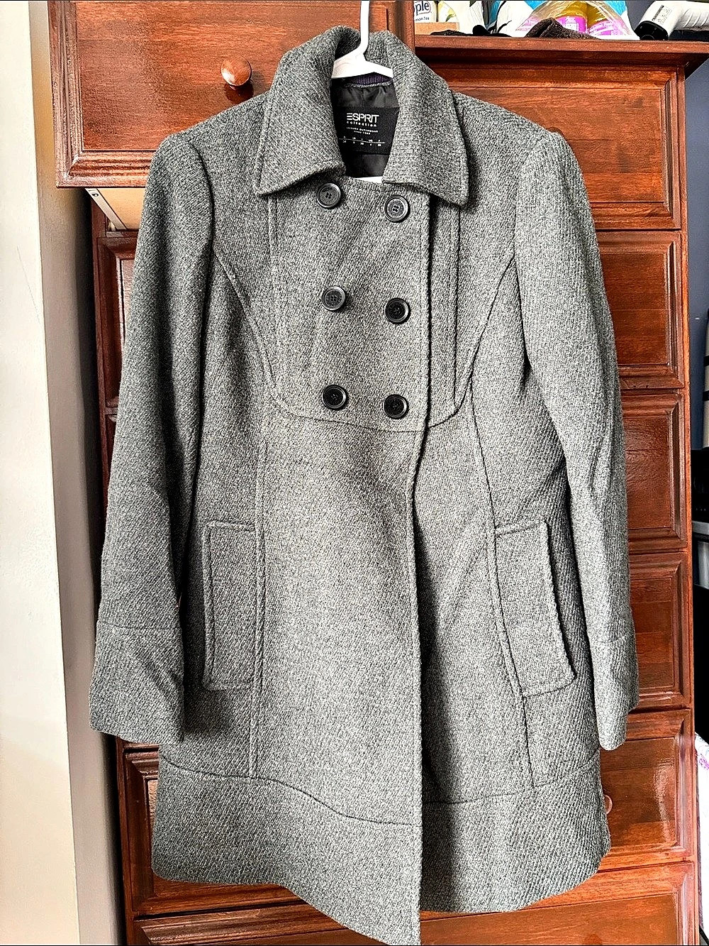 ESPRIT Collection Gray Pea Coat Size Medium